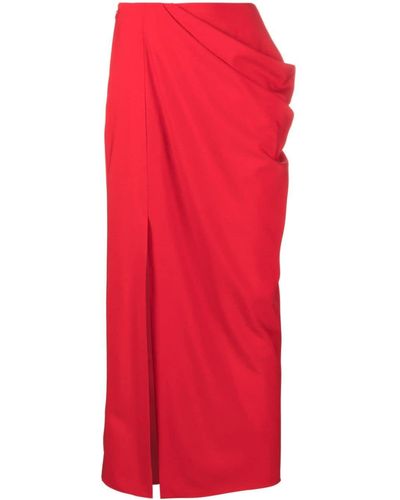 Alexander McQueen Slashed Draped Maxi Skirt - Red