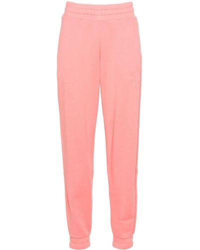 Moncler High-Waisted Logo-Embossed Track Trousers - Pink