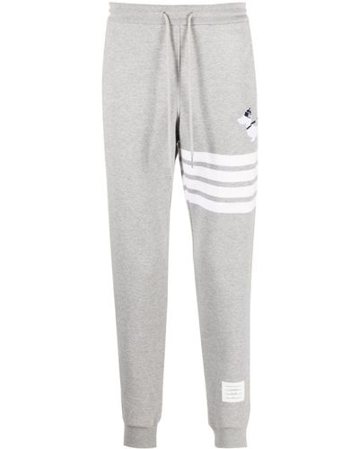 Thom Browne Hector-embroidered Track Pants - Gray