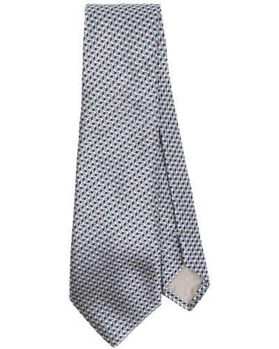 Giorgio Armani Cravate en soie à motif géométrique - Gris