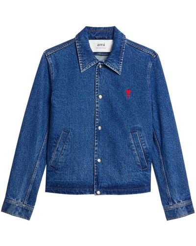 Ami Paris Adc Buttoned Denim Jacket - Blue