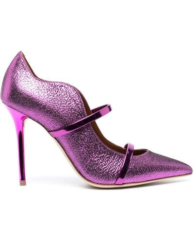 Malone Souliers Maureen 100mm Leather Court Shoes - Purple