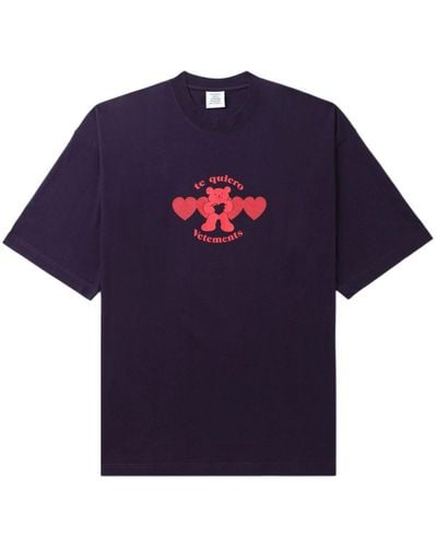 Vetements T-shirt en coton à imprimé graphique - Bleu