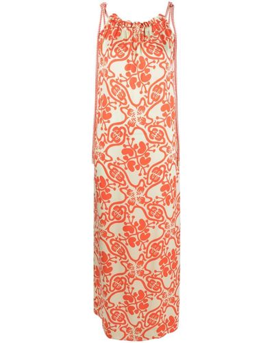 Rodebjer Graphic-print Sleeveless Long Dress - Orange