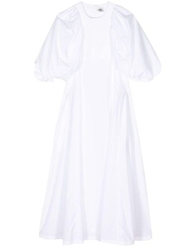 Noir Kei Ninomiya Puff-sleeve Midi Dress - White