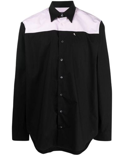 Raf Simons Slogan-print Panelled Cotton Shirt - Black