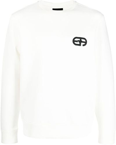 Emporio Armani Logo-embroidered Crew-neck Sweatshirt - White