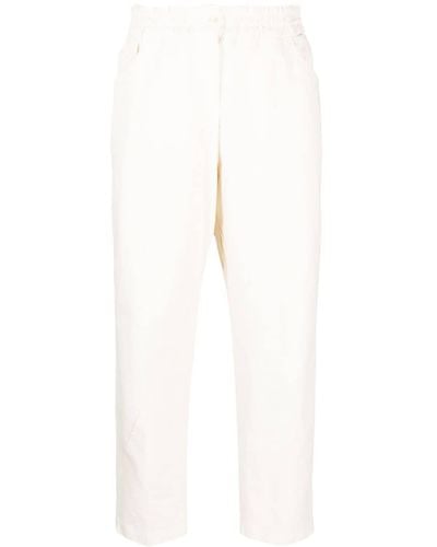 Nude High-waisted Straight-leg Trousers - White