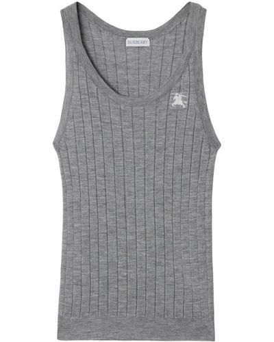 Burberry Ekd Intarsia-logo Cashmere Vest - Gray