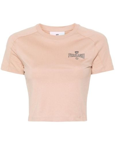 Chiara Ferragni Cropped-T-Shirt mit Eyelike-Motiv - Pink
