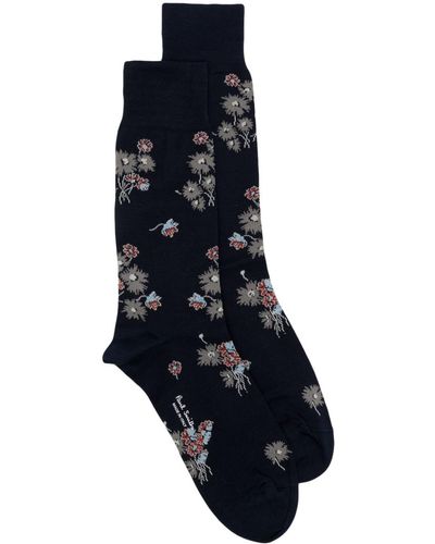 Paul Smith Floral-intarsia Ankle Socks - Blue