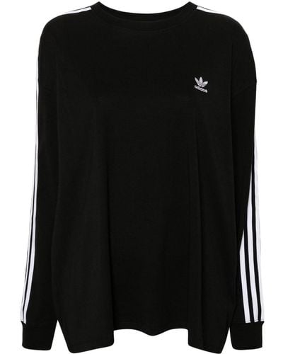 adidas T-shirt en coton à détails rayés - Noir