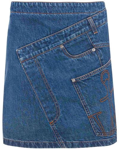 JW Anderson Minijupe Twisted en jean à logo - Bleu