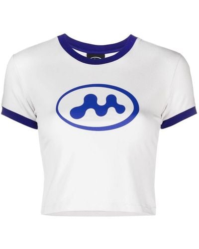 Mowalola Camiseta corta con logo estampado - Azul