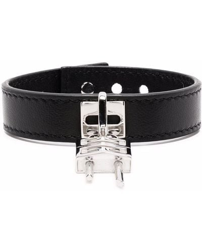 Givenchy Bracelet en cuir à détail de cadenas - Noir