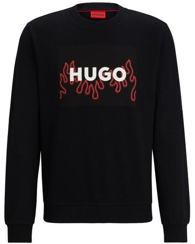 HUGO Sweat en coton à logo imprimé - Noir