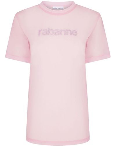 Rabanne Logo-embellished Round-neck T-shirt - Pink