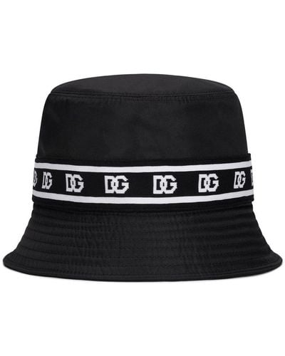 Dolce & Gabbana Sombrero fedora con franja del logo - Negro