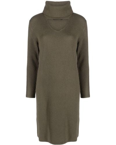 Luisa Cerano Ribbed-knit Cut-out Dress - Green