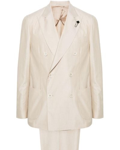 Lardini Double-breasted Cotton Suit - White