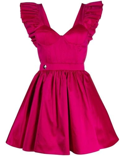 Philipp Plein Minikleid mit Rüschenärmeln - Pink