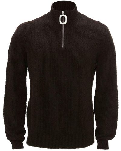 JW Anderson Half-zip Bouclé Sweater - Black