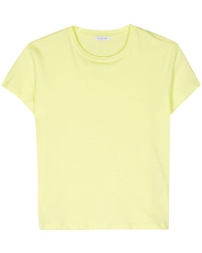 Patrizia Pepe Rubberized-logo Cotton T-shirt - Yellow