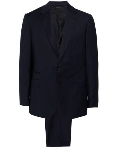 Brioni Checked Wool Single-breasted Suit - Blue