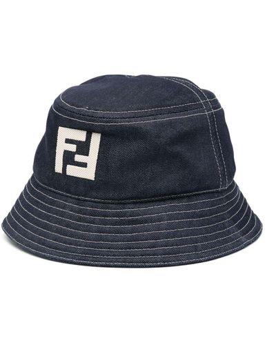 Fendi Ff-motif Denim Bucket Hat - Blue