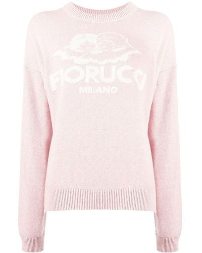 Fiorucci Intarsien-Pullover mit Logo - Pink
