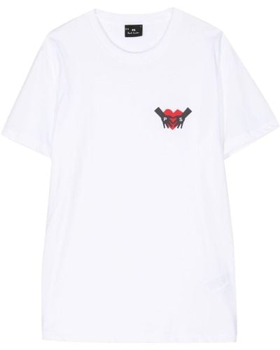 PS by Paul Smith Heart-print Cotton T-shirt - White