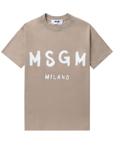 MSGM Katoenen T-shirt Met Logoprint - Grijs
