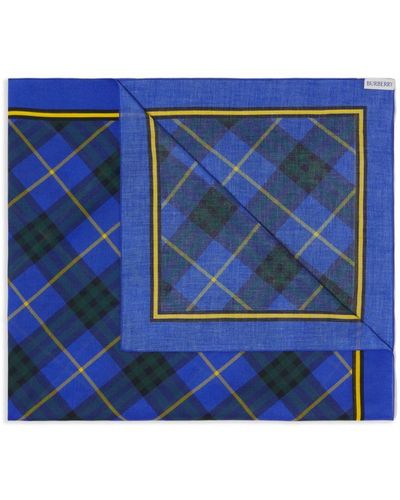 Burberry Checked Cotton Scarf - Blue