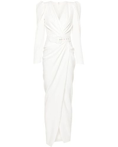 Rhea Costa Chloe Belted Crepe Dress - White