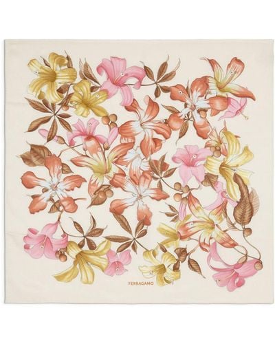 Ferragamo Foulard en soie à fleurs - Rose