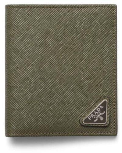 Prada Saffiano Leather Logo-plaque Wallet - Green