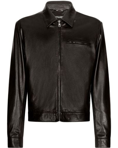 Dolce & Gabbana Lederjacke mit Reißverschluss - Schwarz