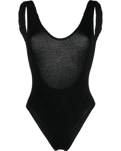 Bondeye Seersucker Scoop-back Swimsuit - Black
