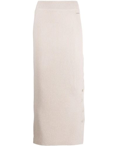 Calvin Klein Button-fastening Ribbed-knit Skirt - White