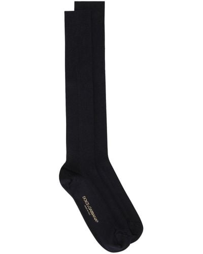 Dolce & Gabbana Chaussettes montantes à logo intarsia - Noir