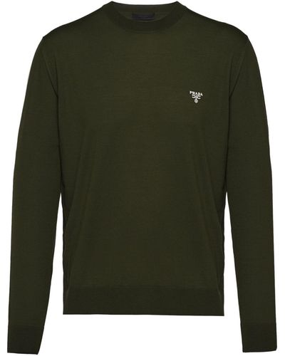 Prada Logo-embroidered Wool Jumper - Green