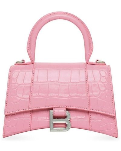 Balenciaga Xs Hourglass Mini Tote Bag - Pink