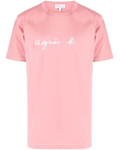 agnès b. Logo-print Cotton T-shirt - Pink
