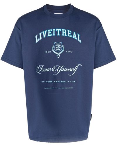 Izzue T-shirt en coton à imprimé graphique - Bleu