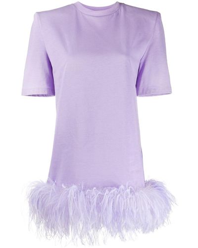 The Attico Mini-robe En Jersey De Coton À Plumes - Violet