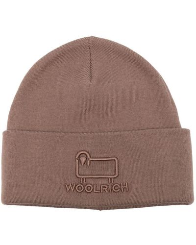 Woolrich Beanie mit Logo-Stickerei - Braun