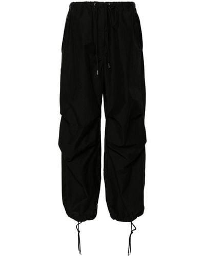 Acne Studios Embroidered-logo Wide-leg Trousers - Black
