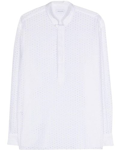 Tagliatore Esmond Hemd mit Lochstickerei - Weiß