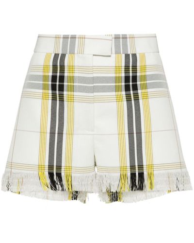MSGM Plaid Fringed Shorts - ホワイト