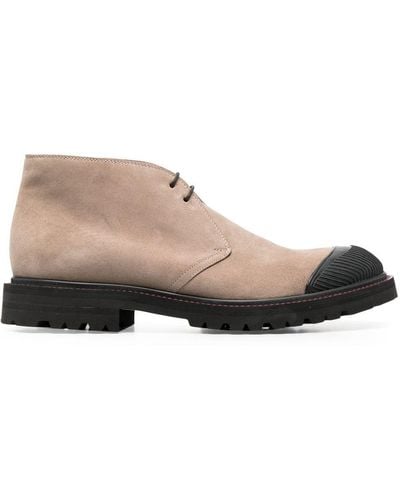 Kiton Lace-up Suede Desert Boots - Natural